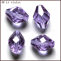 Perles d'imitation cristal autrichien, grade AAA, facette, Toupie, lilas, 6x9.5mm, Trou: 0.7~0.9mm