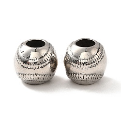 316 perles européennes chirurgicales en acier inoxydable, Perles avec un grand trou   , rondelle, argent antique, 11.5x10mm, Trou: 5mm