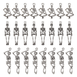 Fingerinspire 72 pz 3 stili scheletro del corpo fascini del cranio lega di fascini del corpo di scheletro argento tibetano ciondoli in osso del cranio scheletro di halloween fascini per fai da te mestiere portachiavi collana braccialetto creazione di gioielli