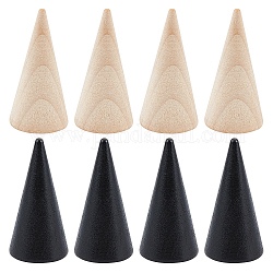 NBEADS 16 Pcs Wooden Ring Displays, 2 Colors Cone Shaped Finger Ring Stand Jewelry Display for Rings Jewelry Exhibition