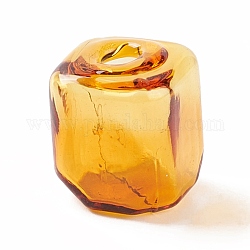 Bouteilles en verre soufflé à la main, pour la fabrication de pendentifs en verre, carrée, verge d'or, 16~16.5x14~15x14~14.5mm, Trou: 3.5~6mm