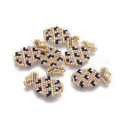 Pendentifs en perles de rocaille japonais miyuki & toho, motif de tissage, ananas, colorées, 26~26.5x15x2mm, Trou: 2x3mm