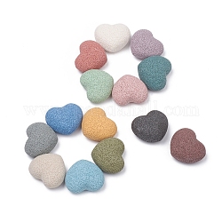 Natürliche Lavasteinperlen, kein Loch / ungekratzt, gefärbt, Herz, Mischfarbe, 37.5x43.5x26.5 mm