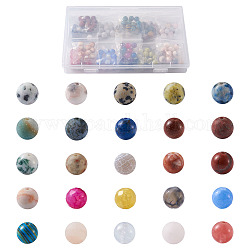 Perles en pierre précieuse naturelles & synthétiques, ronde, mélangé teint et non teint, 8~8.5mm, Trou: 1~1.2mm, 25 matériaux, 10 pièces / matériel. 250 pièces / boîte