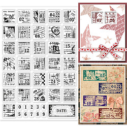 GLOBLELAND Vintage Date Clear Stamps Retro Number Text Background Silicone Clear Stamp Seals for DIY Scrapbooking Journals Decorative Cards Making Photo Album