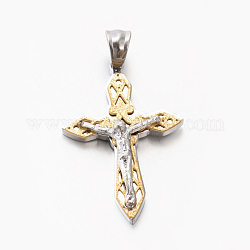 Thème de pâques femmes hommes 201 pendentifs croix crucifix en acier inoxydable, or, 32x22x6mm, Trou: 4.5x6mm