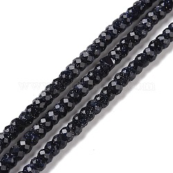 Chapelets de perles en pierre d'or bleue synthétique, facette, rondelle, 3x2mm, Trou: 0.6mm, Environ 162~163 pcs/chapelet, 14.92'' (37.9 cm)