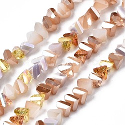 Electroplate Glass Beads Strands, Triangle, BurlyWood, 3.5x6x4.5mm, Hole: 1mm, about 100pcs/strand, 13.39''(34cm)