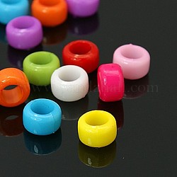 Acrylic European Beads, Dyed, Rondelle, Mixed Color, about 8mm in diameter, 5.5mm thick, hole: 5mm