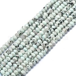 Natur Sesam Jaspis Perlen Stränge, facettiert, Rondell, 6x4 mm, Bohrung: 1 mm, ca. 85~90 Stk. / Strang, 15.55 Zoll (39.5 cm)