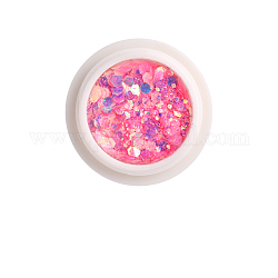 Accesorios de decoración de uñas brillantes, Con polvo de brillo y lentejuelas, diy sparkly paillette consejos uñas, formas mixtas, color de rosa caliente, polvo: 0.1~0.5x0.1~0.5 mm, lentejuelas: 1~3x1~3 mm