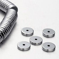 Electroplate Non-magnetic Synthetic Hematite Beads Strands, Heishi Beads, Disc/Flat Round, Silver Plated, 10x2mm, Hole: 1mm, about 198pcs/strand, 15.7 inch