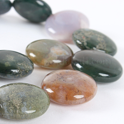 Natural Indian Agate Gemstone Bead Strands, Flat Round, 17x5~8mm, Hole: 1mm, about 20pcs/strand, 15.75inch