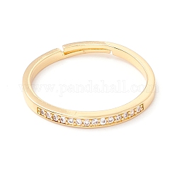 Anillo ajustable de circonita cúbica chispeante, anillo de dedo de latón chapado en oro real de 18k para mujer, Claro, nosotros tamaño 6 1/2 (16.9 mm)