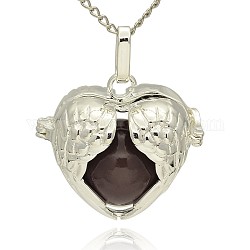 Серебряные медные подвески в форме сердца, окрашенные бусины, латунные, без отвертий , темно-синий, 28x30x16 мм, отверстие : 3x8 мм