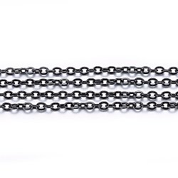 Handmade 304 Stainless Steel Cable Chains, Soldered, with Spool, Flat Oval, Electrophoresis Black, 2.5x2x0.5mm, about 65.61 Feet(20m)/roll