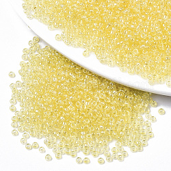 Glass Seed Beads, Fit for Machine Eembroidery, Transparent Colours, Round, Light Yellow, 2.5x1.5mm, Hole: 1mm, about 20000pcs/bag