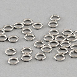 304 Edelstahl offenen Ringe springen, Edelstahl Farbe, 22 Gauge, 3x0.6 mm, Innendurchmesser: 1.8 mm, ca. 625 Stk. / 10 g