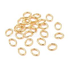Anelli di ottone salto, anelli di salto aperti,  cadmio& piombo libero, ovale, vero placcato oro 18k, 3.8x3x0.5mm, 24 gauge, Foro: 1.7x2.5 mm, circa 2000~2300pcs/50g