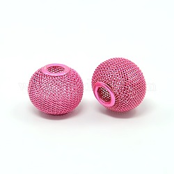 Pink Rondelle Iron Wire Mesh Beads, Inspired for Basketball Wives Earrings Making, 20x17.5mm, Hole: 6mm