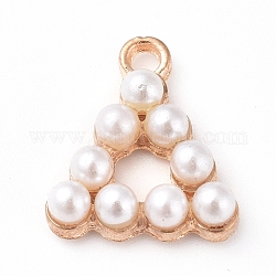 Pendentifs en plastique imitation perle, avec les accessoires en alliage, triangle, or, 17.5x15x5mm, Trou: 2mm