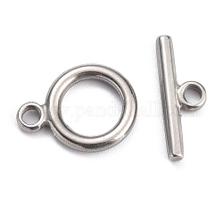 304 Edelstahl-Toggle-Haken, Ring, Edelstahl Farbe, Ring: 15.7x12x2 mm, Bohrung: 2 mm, Bar: 17x6x2 mm, Bohrung: 2 mm