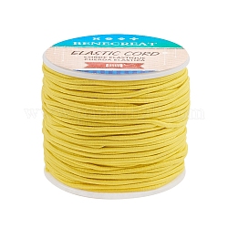 Cuerda elástica, Poliéster exterior y núcleo de látex, amarillo champagne, 2mm, alrededor de 54.68 yarda (50 m) / rollo, 1 rollo / caja