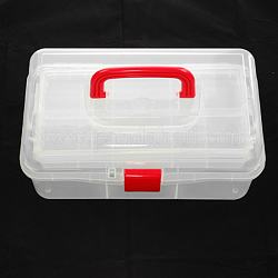 Plastic Bead Containers, Rectangle, Three Layers, A Total of 10 Compartments, Clear, 325x205x147mm, Compartment: 310x170~45mm