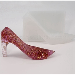 DIY 3d chaussures à talons hauts moules en silicone, moules de résine, pour la résine UV, fabrication de bijoux d'affichage en résine époxy, blanc, 132x35x85.5mm, Taille intérieure: 107.5x31 mm