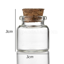 ガラス瓶  コルクプラグ付き  ウィッシングボトル  コラム  透明  3x3cm  容量：10ml（0.34fl.oz）