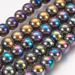 Electroplate Non-magnetic Synthetic Hematite Beads Strands, Round, Mixed Color, 8mm, Hole: 1mm, about 53pcs/strand, 15.1 inch