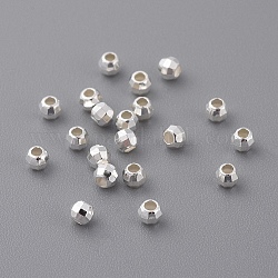Sterling Silber Zwischenperlen, facettiert, Runde, Größe: ca. 2.5mm Durchmesser, 2 mm dick, Bohrung: 1 mm