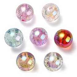 Placcatura uv perline acriliche iridescenti arcobaleno trasparenti, perline a bolle, tondo, colore misto, 15~15.5x15.5~16mm, Foro: 2.6~2.7 mm