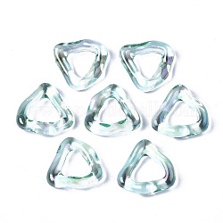 Anillos de resina transparentes, color de ab chapado, triángulo, turquesa, diámetro interior: 11 mm
