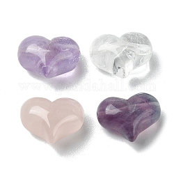 Natural Mixed Gemstone Beads, Heart, 14~14.5x18x10.5~11mm, Hole: 1mm
