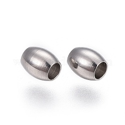 Perles en 202 acier inoxydable, ovale, couleur inoxydable, 4.5x4x4mm, Trou: 2mm