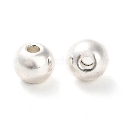 Perline in lega, placcato di lunga durata, tondo, argento, 8x7mm, Foro: 2 mm