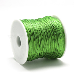 Hilo de nylon, Cordón de satén de cola de rata, verde lima, aproximamente 1 mm, alrededor de 76.55 yarda (70 m) / rollo