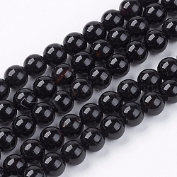 Brins de perles d'onyx noir naturel, grade AB, ronde, teints et chauffée, noir, 6mm, Trou: 0.8mm, Environ 65 pcs/chapelet, 15.5 pouce