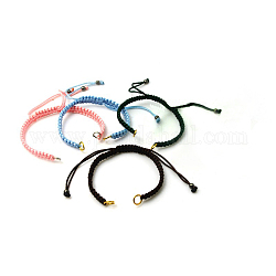 Bracelet nylon DIY faisant, avec des perles d'hématite et des bagues en laiton, or, couleur mixte, 140~145x4~6mm