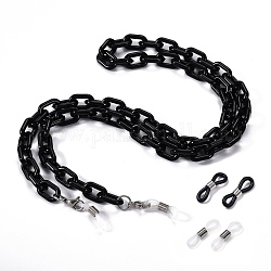 Eyeglasses Chains, Neck Strap for Eyeglasses, with Opaque Acrylic Cable Chains, 304 Stainless Steel Lobster Claw Clasps and Rubber Loop Ends, Black, 27.75 inch(70.5cm)
