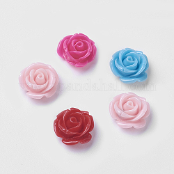 Resin Cabochons, Flower, Mixed Color, 14x8mm