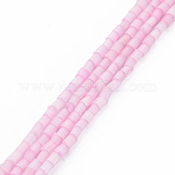 Fili di perline in stile vetro macchiato di seta, tubo, perla rosa, 1.5~5x2mm, Foro: 0.8 mm, circa 185~187pcs/filo, 15.55 pollice ~ 15.75 pollici (39.5~40 cm)