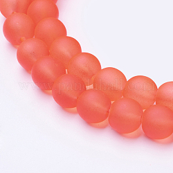 Прозрачные стеклянные бусины, матовые, круглые, оранжево-красный, 8 мм, отверстие : 1~1.6 мм, около 99 шт / нитка, 31.4 дюйм