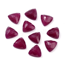 Natural White Jade Cabochons, Dyed, Faceted, Triangle, Medium Violet Red, 10x10x5mm