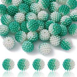 Perles acryliques de perles d'imitation, perles baies, perles combinés, ronde, turquoise moyen, 12mm, Trou: 1mm
