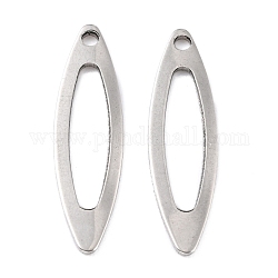 201 Stainless Steel Pendants, Horse Eye, Stainless Steel Color, 25.5x7x1.1mm, Hole: 1.5mm