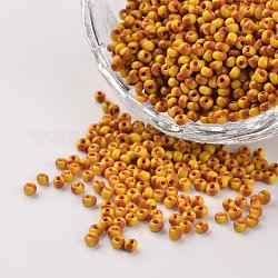 12/0 colori opachi penetrare perle di vetro, perline rotonde, giallo, 1.5~2x2mm, Foro: 0.5 mm, circa 22500pcs/450g