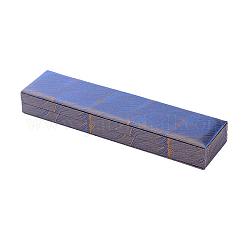 Cajas de collar de seda bordada chinescas, con terciopelo y esponja, Rectángulo, azul, 243x60x30mm