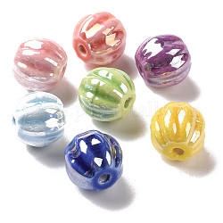 Perles de porcelaine perlées manuelles, nacré, citrouille, couleur mixte, 13x12mm, Trou: 2mm